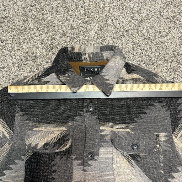 Jachs New York Mens S Jacket Gray Aztec Sherpa Fleece Lined Wool Blend Shirt - Picture 4 of 10